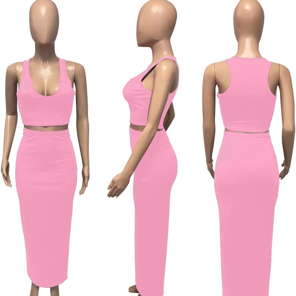 Amazon Pink Maxi Pencil Dress Set for Night Out